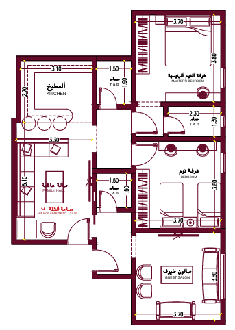 نموذج B | وسطية 3 غرف